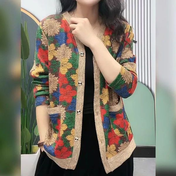 women's knits tees elegant long sleeve printed vneck button cardigan spring autumn thin vintage casual pockets floral sweaters female c, White
women's knits tees elegant long sleeve printed vneck button cardigan spring autumn thin vintage casual pockets floral sweaters female c, White