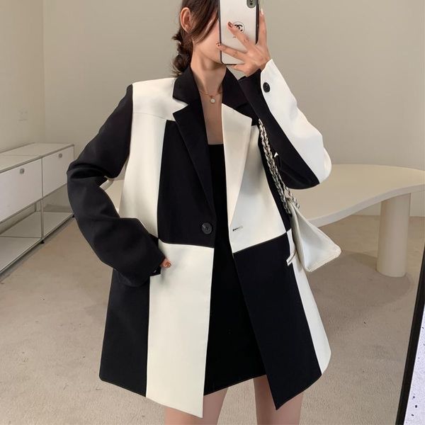 women's suits blazers black white suit jacket spring autumn retro loose suit jacket patchwork blazers pockets women blazer mujer 230311, White;black
women's suits blazers black white suit jacket spring autumn retro loose suit jacket patchwork blazers pockets women blazer mujer 230311, White;black