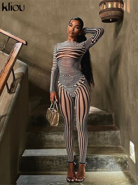 women's two piece pants kliou mesh striped set women sheath bodyshaping high street hipster long sleeve oneck female streetwear outfits, White
women's two piece pants kliou mesh striped set women sheath bodyshaping high street hipster long sleeve oneck female streetwear outfits, White