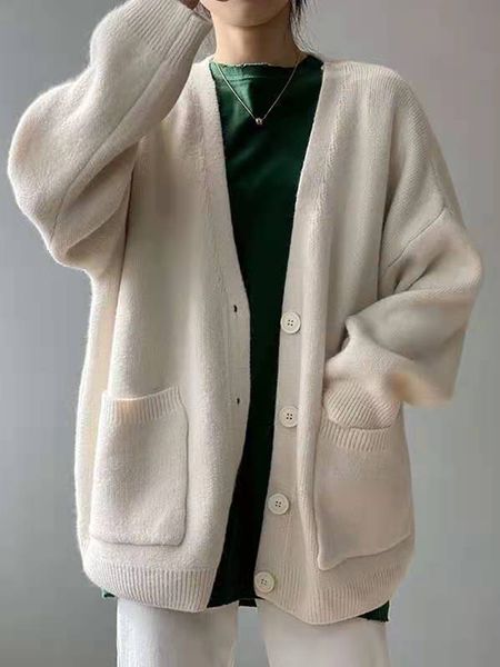 women s knits tees autumn loose cardigans casual vintage women knitted sweaters fashion korean long sleeve knitwear female solid v neck 2303, White
women s knits tees autumn loose cardigans casual vintage women knitted sweaters fashion korean long sleeve knitwear female solid v neck 2303, White