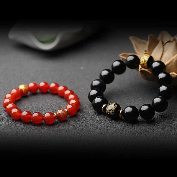 s natural obsidian eight guardians red agate zodiac life bracelet lovers buddha beads bracelet, Black
s natural obsidian eight guardians red agate zodiac life bracelet lovers buddha beads bracelet, Black