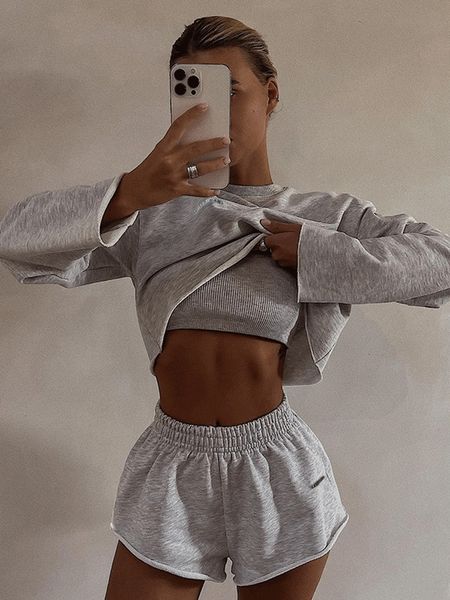 women s shorts ladies club wear y2k clothes 3 piece letter print long sleeve crop high waist for women sporty streetwear outfit 230311, White;black
women s shorts ladies club wear y2k clothes 3 piece letter print long sleeve crop high waist for women sporty streetwear outfit 230311, White;black
