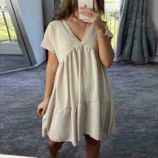 casual dresses casual loose summer dress for women v-neck short sleeve oversize hem woman dresses fashion beach sundress robe femme 2021 g23, Black;gray
casual dresses casual loose summer dress for women v-neck short sleeve oversize hem woman dresses fashion beach sundress robe femme 2021 g23, Black;gray