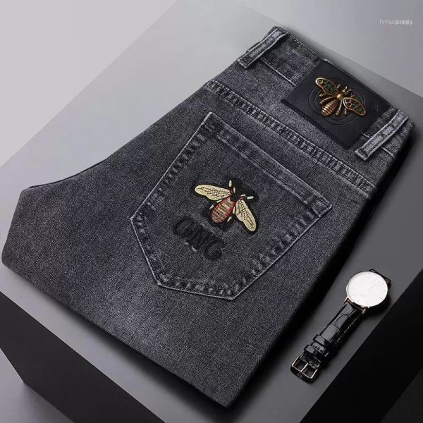 men's jeans fashion spring mens slim elastic bee embroidery business denim pants classic style1 osr, Blue
men's jeans fashion spring mens slim elastic bee embroidery business denim pants classic style1 osr, Blue