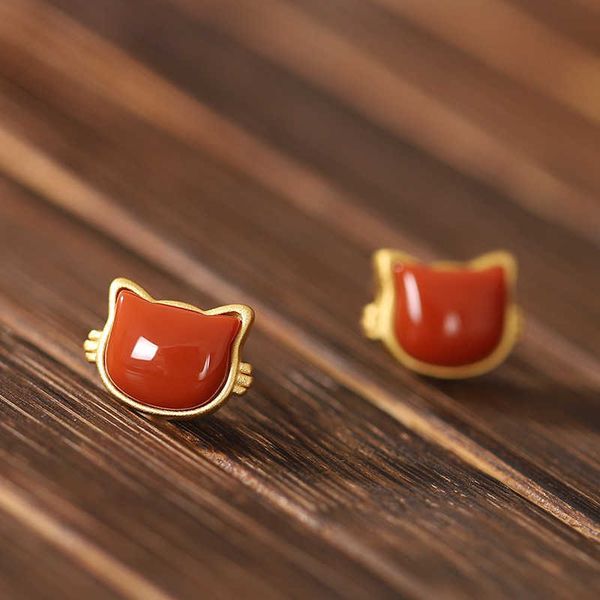 eearings yuexin s925 sterling silver women's simple kitten inlaid hetian yunan red agate earrings fashion linka, Golden
eearings yuexin s925 sterling silver women's simple kitten inlaid hetian yunan red agate earrings fashion linka, Golden