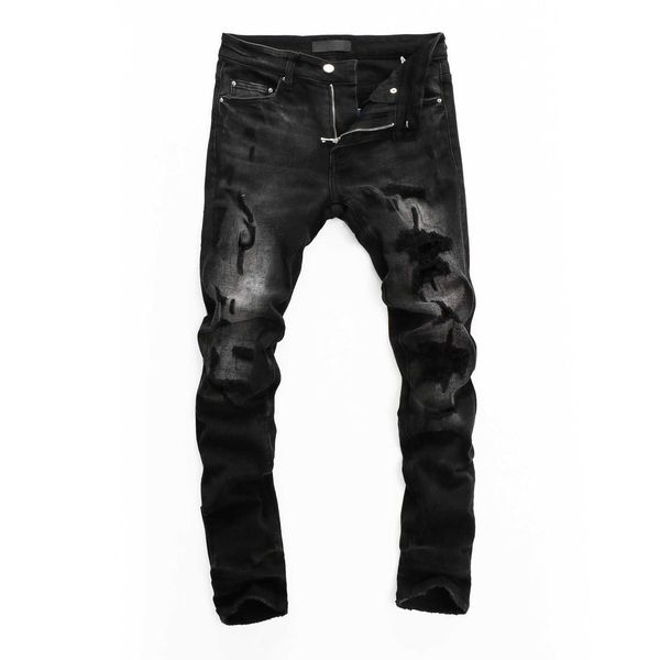 black designer jeans high waisted jeans men's jeans wear hole patch jeans youth slim print pants, Blue
black designer jeans high waisted jeans men's jeans wear hole patch jeans youth slim print pants, Blue