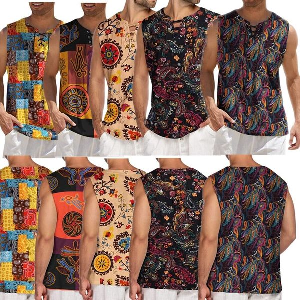 mens tank hawaiian cotton linen vest loose floral shirts lace-up t-shirts, White;black
mens tank hawaiian cotton linen vest loose floral shirts lace-up t-shirts, White;black