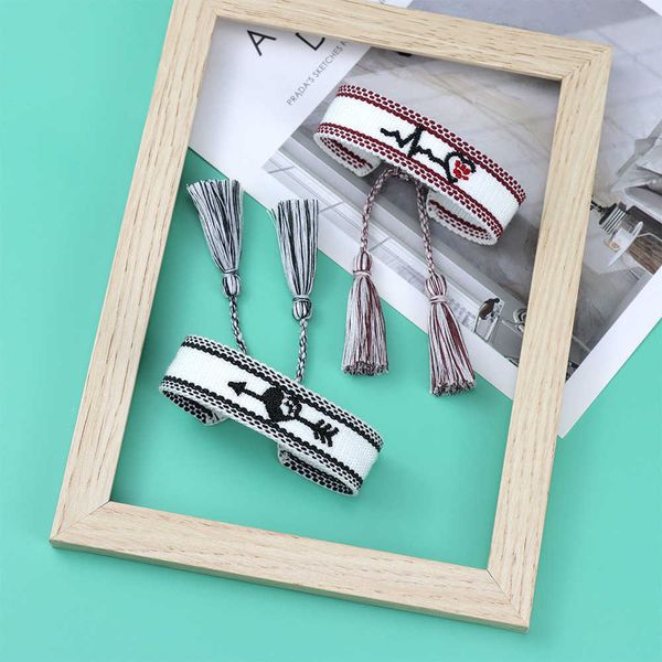 bracelets embroidered pattern bracelet female couple rope hand woven tassel wrist band link a, Black
bracelets embroidered pattern bracelet female couple rope hand woven tassel wrist band link a, Black