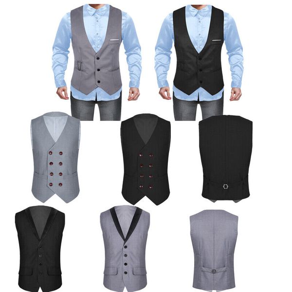 mens formal casual business dress vest suit slim waistcoat coat fit tuxedo suit, White;black
mens formal casual business dress vest suit slim waistcoat coat fit tuxedo suit, White;black