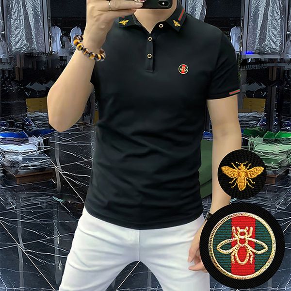 men's lapel polos short-sleeved shirt light luxury bee logo embroidery high-grade male mercerized cotton brief man clothing, White;black
men's lapel polos short-sleeved shirt light luxury bee logo embroidery high-grade male mercerized cotton brief man clothing, White;black