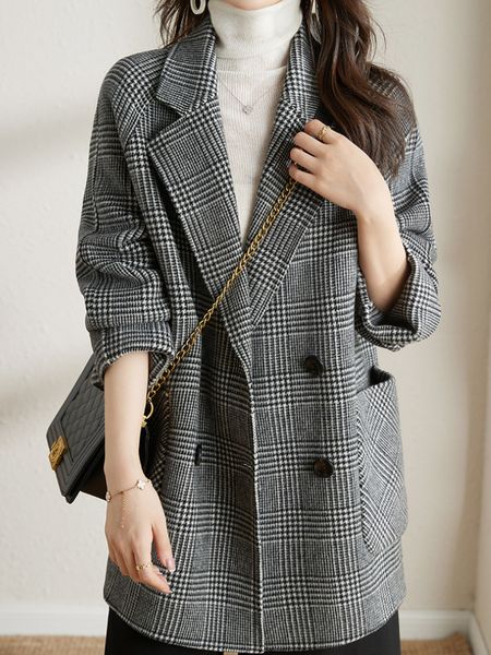 women's suits blazers autumn women vintage plaid blazer jackets office ladies elegant loose pockets suit coat female korean fashion out, White;black
women's suits blazers autumn women vintage plaid blazer jackets office ladies elegant loose pockets suit coat female korean fashion out, White;black