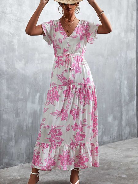 casual dresses summer boho long dress women v neck floral print maxi dress fashion lace up button ruffle dress female short sleeve beach dre, Black;gray
casual dresses summer boho long dress women v neck floral print maxi dress fashion lace up button ruffle dress female short sleeve beach dre, Black;gray