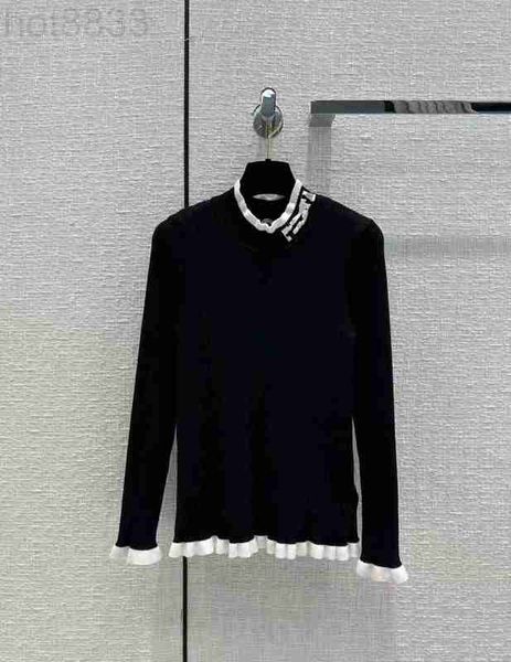 women's sweaters designer 2023 new spring milan runway ruffled high end jacquard pullover women e95q, White;black
women's sweaters designer 2023 new spring milan runway ruffled high end jacquard pullover women e95q, White;black