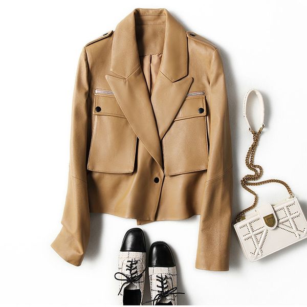 women's jackets genuine leather jacket spring women arrival brand big pocket outerwear suede coat real sheepskin solid clothing 230310, Black;brown
women's jackets genuine leather jacket spring women arrival brand big pocket outerwear suede coat real sheepskin solid clothing 230310, Black;brown