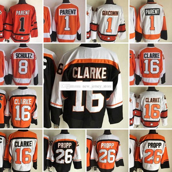 1967-1999 movie retro ccm hockey jersey embroidery 1 bernieparent 8 daveschultz 16 bobbyclarke 26 brianpropp vintage jerseys white oraneg bl, Black
1967-1999 movie retro ccm hockey jersey embroidery 1 bernieparent 8 daveschultz 16 bobbyclarke 26 brianpropp vintage jerseys white oraneg bl, Black