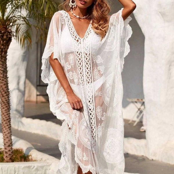 women's swimwear 2023 lace beach cover up pareo wear swim suit playa tunics for women dress y230311, White;black
women's swimwear 2023 lace beach cover up pareo wear swim suit playa tunics for women dress y230311, White;black