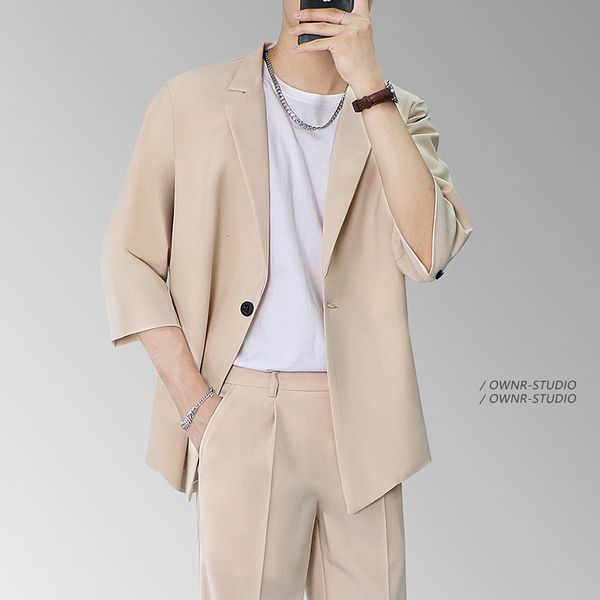 men's tracksuits seven point sleeve suit set summer thin style light casual coat loose handsome survetement homme 2 piece 230311, Gray
men's tracksuits seven point sleeve suit set summer thin style light casual coat loose handsome survetement homme 2 piece 230311, Gray