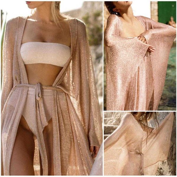 women's swimwear anti-uv summer cover up belt breathable coat skin-touch sunscreen shining mesh beachwear bikini for beach y230311, White;black
women's swimwear anti-uv summer cover up belt breathable coat skin-touch sunscreen shining mesh beachwear bikini for beach y230311, White;black