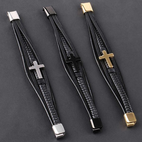bracelets bracelet stainless cross leather bracelet jewelry men's titanium steel, Black
bracelets bracelet stainless cross leather bracelet jewelry men's titanium steel, Black