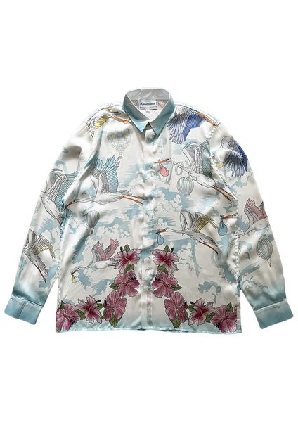 23ss new casablanca designer fashion classic men and women shirt white clouds wreathed cranes thin style art long-sleeved shirt, White;black
23ss new casablanca designer fashion classic men and women shirt white clouds wreathed cranes thin style art long-sleeved shirt, White;black
