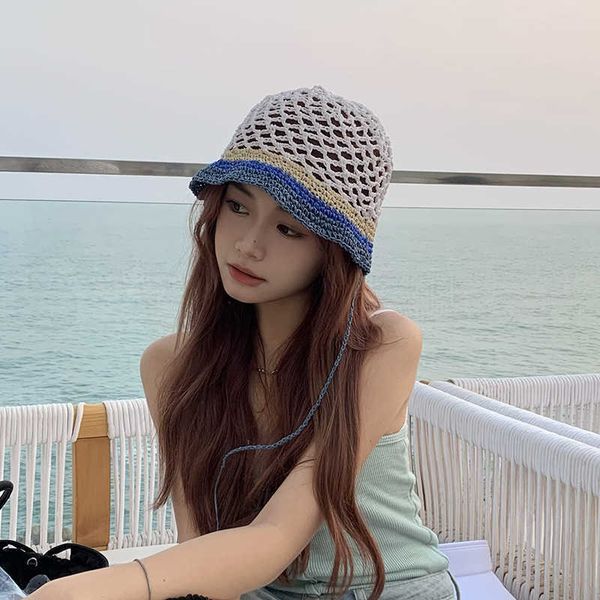wide brim hats japanese niche bucket hat 2023 new spring and summer hollow woven straw cap concave shape p fashion women's hats gorras, Blue;gray
wide brim hats japanese niche bucket hat 2023 new spring and summer hollow woven straw cap concave shape p fashion women's hats gorras, Blue;gray