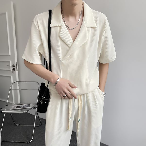 men's tracksuits summer 3-color pleated sets fashion casual short-sleeved t-shirt/trousers two-piece s korean loose ice silk 230311, Gray
men's tracksuits summer 3-color pleated sets fashion casual short-sleeved t-shirt/trousers two-piece s korean loose ice silk 230311, Gray