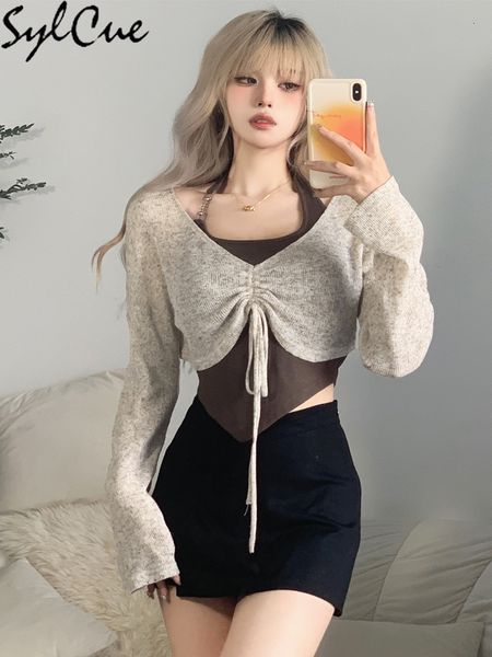 women's tshirt sylcue grainy transparent allmatch cool intellectual wind short jacket with solid color halter vest women's twopiec, White
women's tshirt sylcue grainy transparent allmatch cool intellectual wind short jacket with solid color halter vest women's twopiec, White
