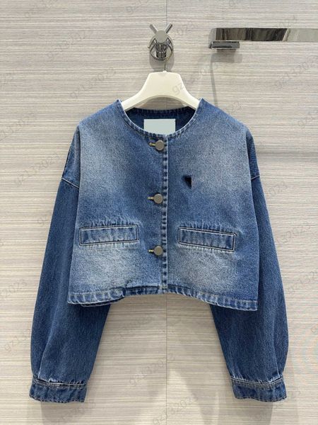 denim jacket classic triangle label loose silkworm style jacket custom button crewneck pocket short outerwear designer jacket women, Black;brown
denim jacket classic triangle label loose silkworm style jacket custom button crewneck pocket short outerwear designer jacket women, Black;brown