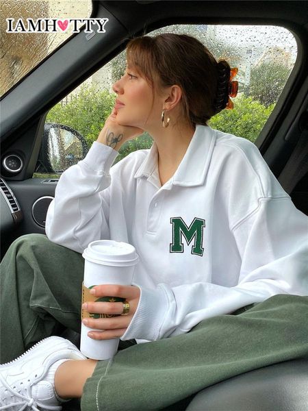 women's hoodies sweatshirts harajuku white oversized sweatshirt women korean fashion button turndown collar pullovers loose cute clothe, Black
women's hoodies sweatshirts harajuku white oversized sweatshirt women korean fashion button turndown collar pullovers loose cute clothe, Black