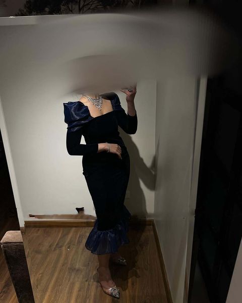 navy blue evening dresess mermaid dubai long sleeve square neck saudi arabic evening gowns tea length formal, Black;red
navy blue evening dresess mermaid dubai long sleeve square neck saudi arabic evening gowns tea length formal, Black;red