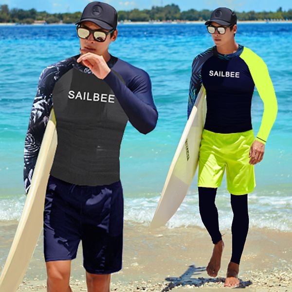 swim wear sailbee men uv protect swimwear long sleeve swimsuit mens rashguard surfing rash guard surf shirt for swimming sail drop ship 2303
swim wear sailbee men uv protect swimwear long sleeve swimsuit mens rashguard surfing rash guard surf shirt for swimming sail drop ship 2303