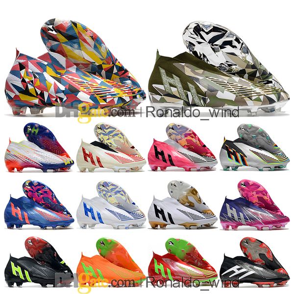 Image of Gift Bag Mens High Ankle Football Boots Predators Edge FG Firm Ground Cleats World Cup X Geometric Laceless Soccer Shoes Top Outdoor Trainers Botas De Futbol