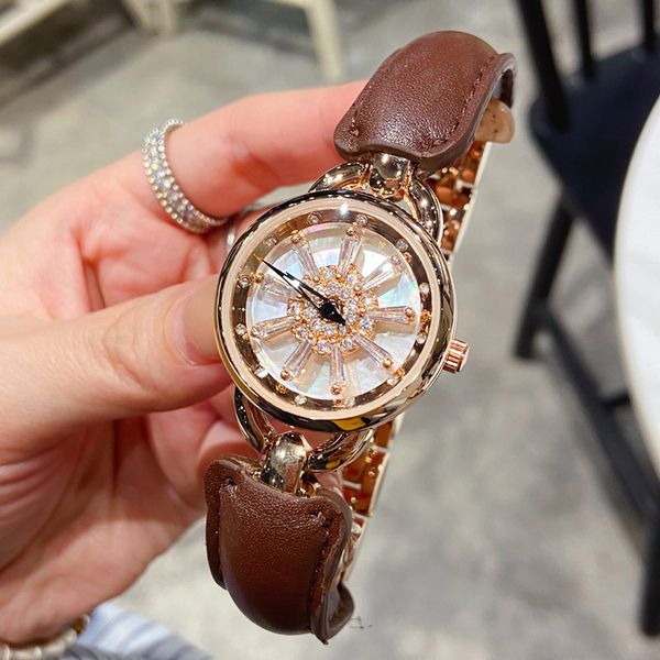 luxury lady watch rotary dial rose gold sliver designer diamond fashion women watches leather strap wristwatches for womens christmas mother, Slivery;brown
luxury lady watch rotary dial rose gold sliver designer diamond fashion women watches leather strap wristwatches for womens christmas mother, Slivery;brown
