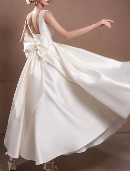 vintage a-line wedding dress 2023 ankle length a-line long sleeve spaghetti strap satin with bow bride party gowns vestidos de noiva boho, White
vintage a-line wedding dress 2023 ankle length a-line long sleeve spaghetti strap satin with bow bride party gowns vestidos de noiva boho, White