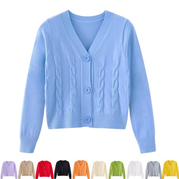 women's knits tees 2023 cardigan sweater 11 colors autumn spring korean fashion style knitted v neck solid for women casual office lady, White
women's knits tees 2023 cardigan sweater 11 colors autumn spring korean fashion style knitted v neck solid for women casual office lady, White