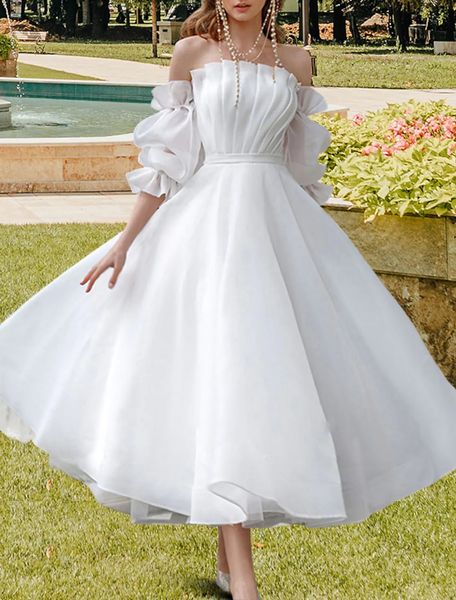 elegant a-line wedding dress 2023 tea length a-line half sleeve off shoulder organza with pleats bride gowns vestidos de noiva boho, White
elegant a-line wedding dress 2023 tea length a-line half sleeve off shoulder organza with pleats bride gowns vestidos de noiva boho, White