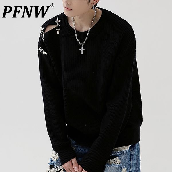 men s sweaters pfnw autumn winter design fashion button off shoulder sweater casual personality loose bottoming trend pullovers 12a7351 2303, White;black
men s sweaters pfnw autumn winter design fashion button off shoulder sweater casual personality loose bottoming trend pullovers 12a7351 2303, White;black