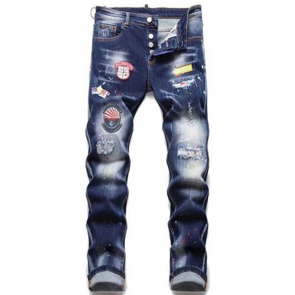 23 new men's jeans mens man pants designer black skinny stickers light wash ripped motorcycle rock revival ljyw, Blue
23 new men's jeans mens man pants designer black skinny stickers light wash ripped motorcycle rock revival ljyw, Blue