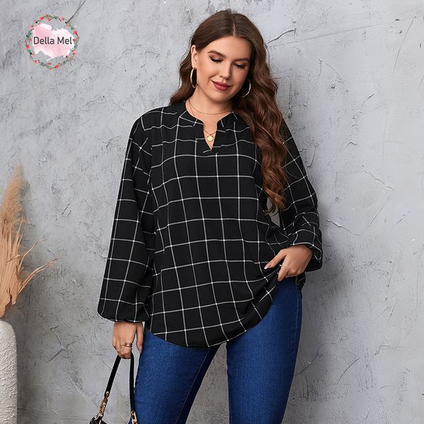 women's blouses shirts della mel plus size blouses for women fashion grid print lantern sleeve blouse lady v-neck long sleeves loose el, White
women's blouses shirts della mel plus size blouses for women fashion grid print lantern sleeve blouse lady v-neck long sleeves loose el, White