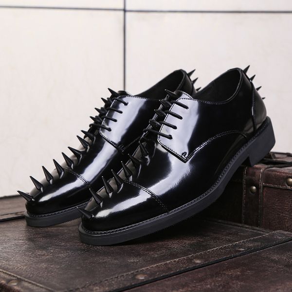 rivets man oxfords fashion formal business shoes full grain leather handmade male derby shoes, Black
rivets man oxfords fashion formal business shoes full grain leather handmade male derby shoes, Black