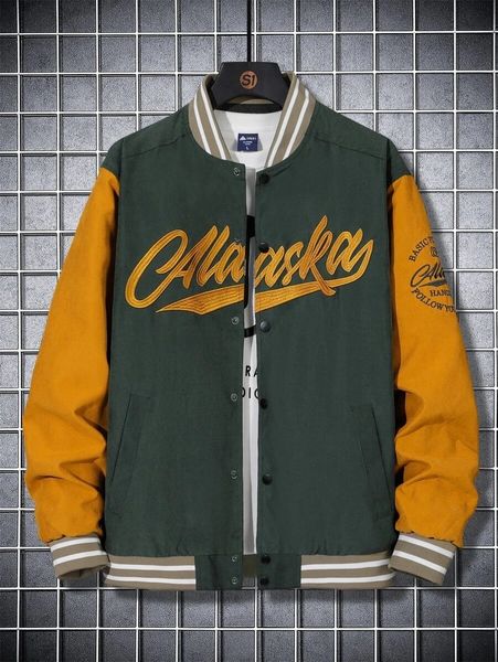 men s jackets men 1pc letter embroidery colorblock varsity jacket 230311, Black;brown
men s jackets men 1pc letter embroidery colorblock varsity jacket 230311, Black;brown
