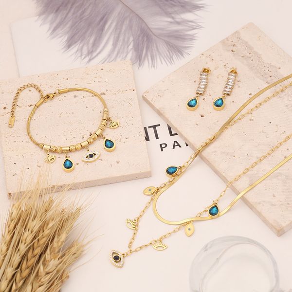 stainless steel set necklace eye blue drop necklace zircon collarbone chain n972, Silver
stainless steel set necklace eye blue drop necklace zircon collarbone chain n972, Silver