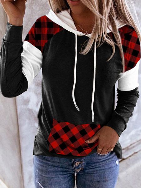 women's hoodies sweatshirts plaid color block hoodie drawstring kangaroo pocket pullover causal long sleeve hooded korean streetwear 2, Black
women's hoodies sweatshirts plaid color block hoodie drawstring kangaroo pocket pullover causal long sleeve hooded korean streetwear 2, Black