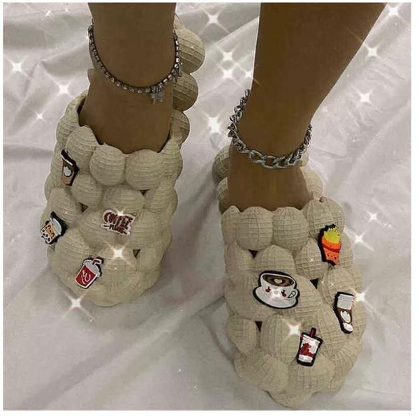 bubble slides bubble ball slippers summer girl rhinestone pendants designer sandals creative flat home slides, Black
bubble slides bubble ball slippers summer girl rhinestone pendants designer sandals creative flat home slides, Black