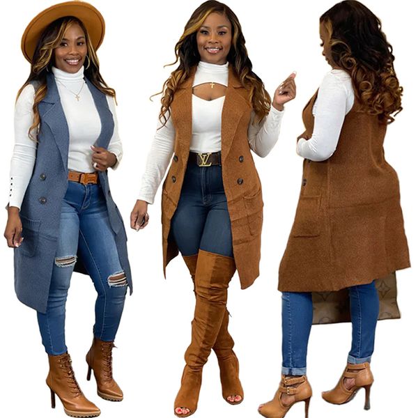 new women's vests long coat designer vest casual solid cardigan sleeveless knitted veste sans manche plus size woman clothing, Black;white
new women's vests long coat designer vest casual solid cardigan sleeveless knitted veste sans manche plus size woman clothing, Black;white