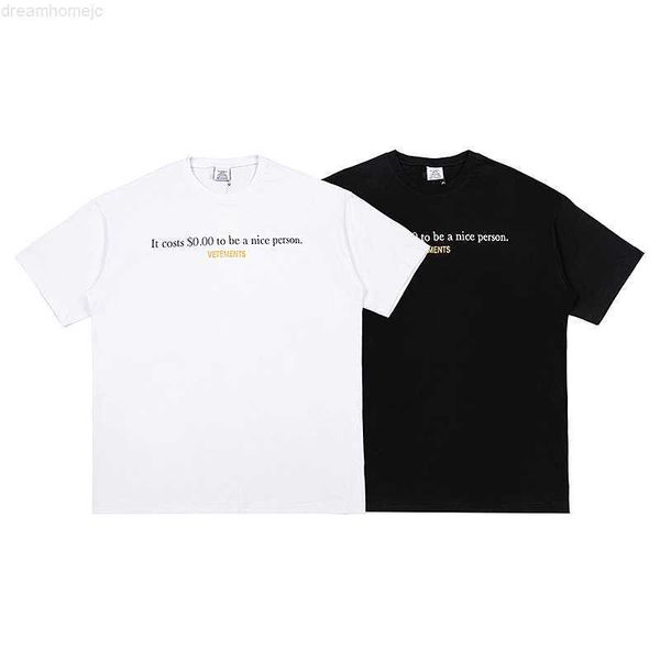 vetements summer couple t-shirt it costs to be a nice person short sleeve loose fashion tee 0312, White;black
vetements summer couple t-shirt it costs to be a nice person short sleeve loose fashion tee 0312, White;black