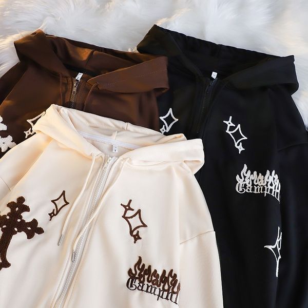 women's hoodies sweatshirts vssjavun retro embroidered hoodie casual high street long sleeve loose harajuku hip hop zip up y2k 230311, Black
women's hoodies sweatshirts vssjavun retro embroidered hoodie casual high street long sleeve loose harajuku hip hop zip up y2k 230311, Black