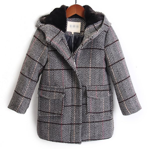 coat boys' woolen children's long cotton thick 230311, Blue;gray