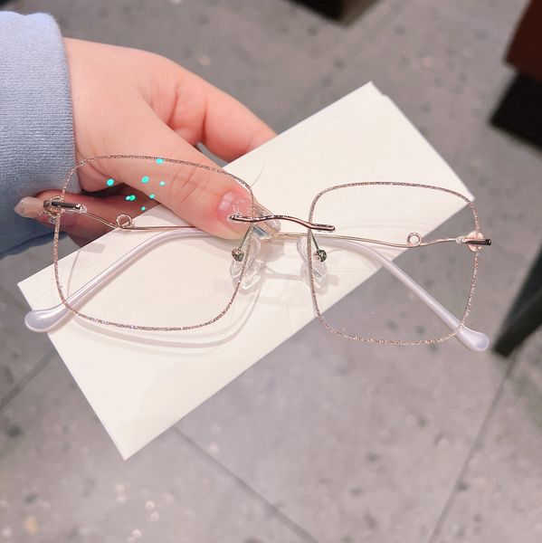 rimless beauty makeup glasses women's diamond cut edge delicate personality prescription mirror fashion transparent large frame, Silver
rimless beauty makeup glasses women's diamond cut edge delicate personality prescription mirror fashion transparent large frame, Silver