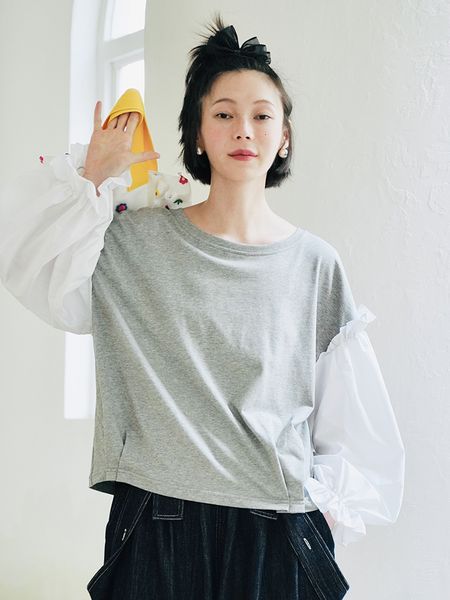 women's hoodies sweatshirts imakokoni original early autumn stitching thin longsleeved sweater loose puff sleeve women's pullover, Black
women's hoodies sweatshirts imakokoni original early autumn stitching thin longsleeved sweater loose puff sleeve women's pullover, Black